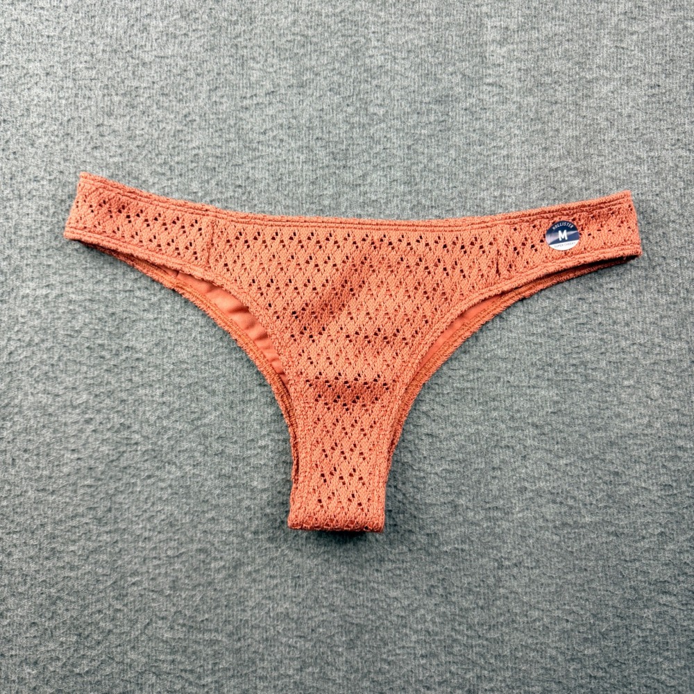 Hollister Super Cheeky Crochet Bikini Bottom‎ Rust Orange Women's M Medium